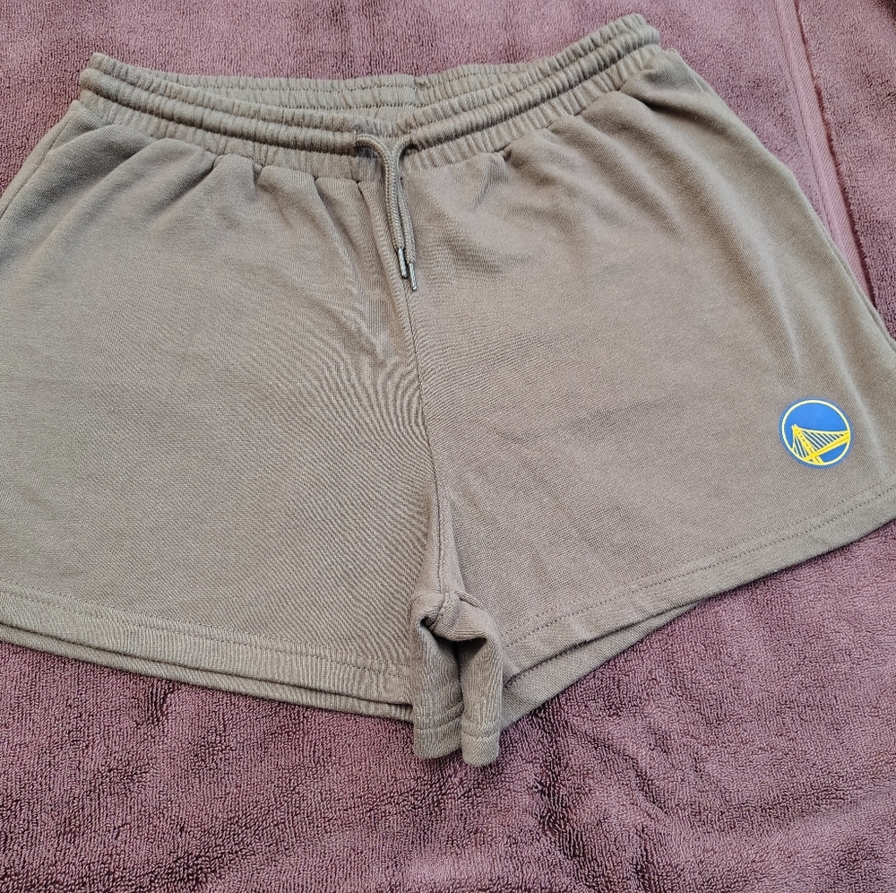 Tan Athletic Golden State Warriors Logo Shorts for Women